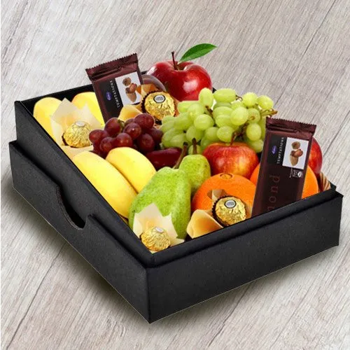 Enticing Box of Fresh Fruits N Chocolates