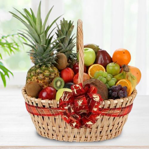 Flavourful Mixed Fruit Basket with Handle