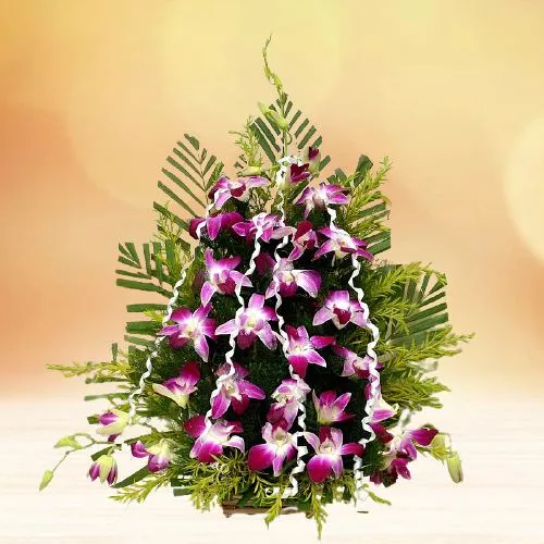 Blooming Love Purple Orchids Basket