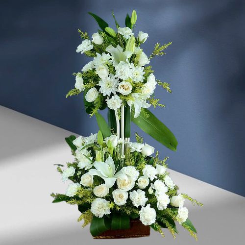 Gorgeous White Flowers Long Arrangement