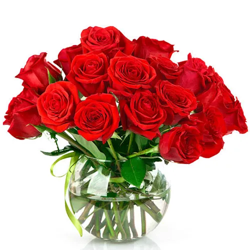 Captivating Red Roses in a Vase with Love