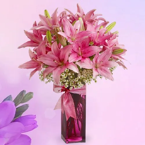 Classy Vase of Pink Perfection Lilies