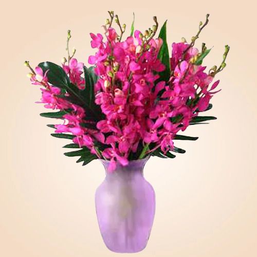 Graceful 12 Pink Orchids Fantasy in a VaseÂ 