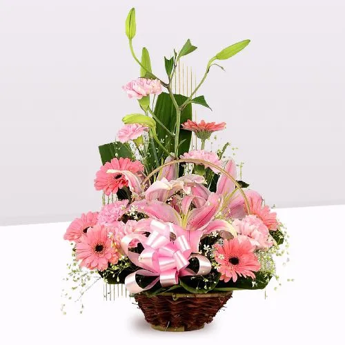Love n Lust Pink N Peach Flowers Basket
