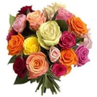Charming Two Dozen Colorful Mixed Roses with Amazing Style