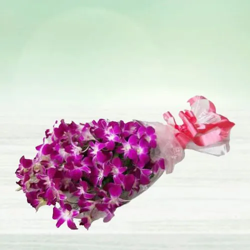 Amber Adoration Purple Lilies Bouquet
