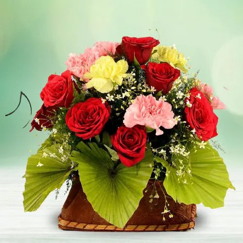 Special Carnations N Roses Gift Basket