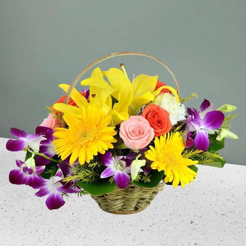 Captivating Basket Full of Colorful Flowers