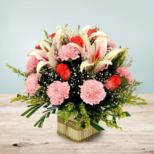 Beautiful Basket of Pink N Orange Shade Flowers