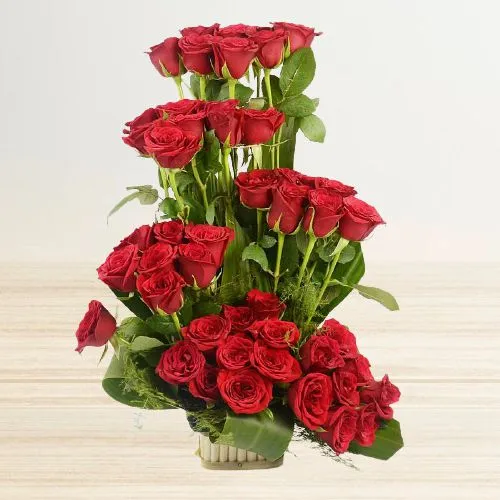 Awesome Gift of 48 Long Stem Red Roses Basket