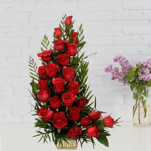 Brilliant 25 Red Roses Basket