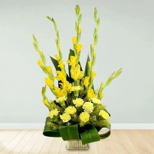 Sun-Kissed Yellow Color Flowers Basket