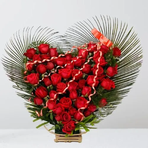 Gorgeous Heart Shape Array of Red Roses