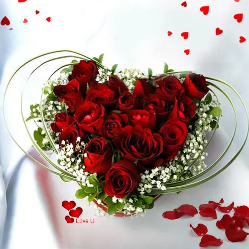 Send Dutch Roses Heart Shape Arrangement for Valentine Surprise