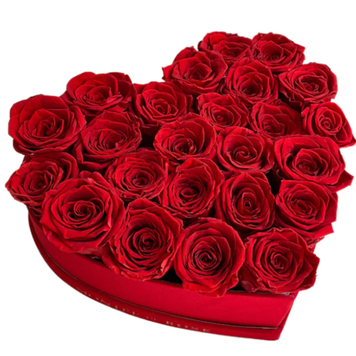 Modern Red Roses Heart Bouquet for Queen