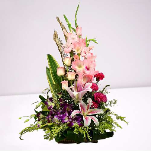 Gorgeous Selection of Mixed Flowers in Basket