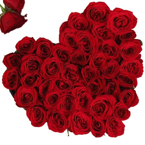 Heart Shaped Arrangement of Red Color Roses