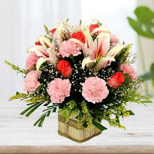 Delightful Mixed Flowers Basket