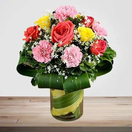 Wonderful Basket of Roses n Carnations