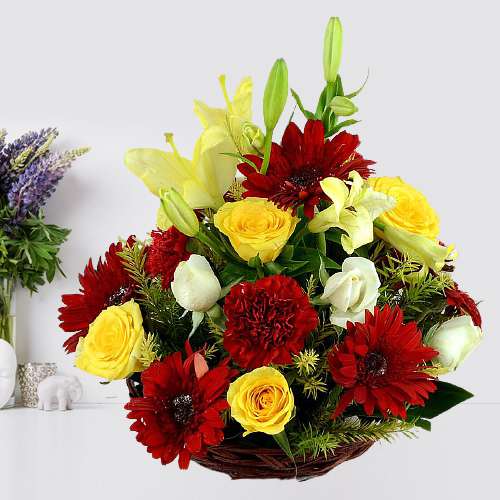 Beautiful Selection Mixed Flowers Basket