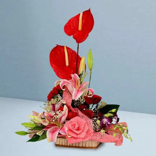 Feel the Blossom Multicolored Floral Basket