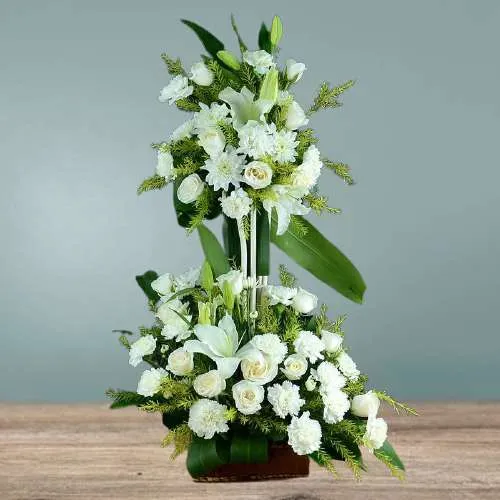 Charming Long Stem White Floral Arrangement