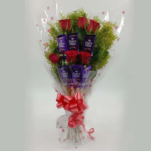 Stunning Bunch of Red Roses n Cadbury Chocolates