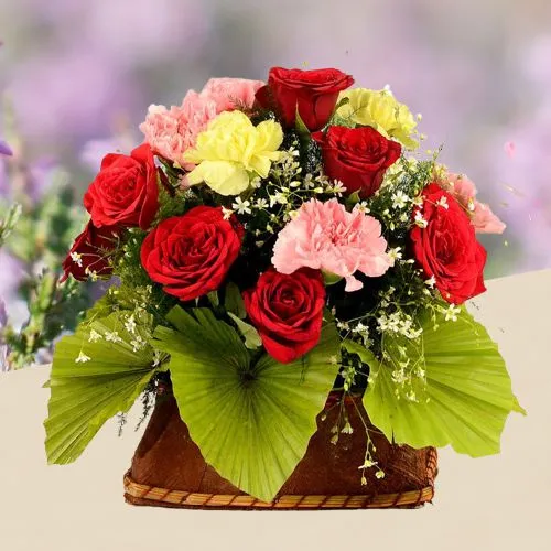 Serene Roses N Carnations Floral Basket