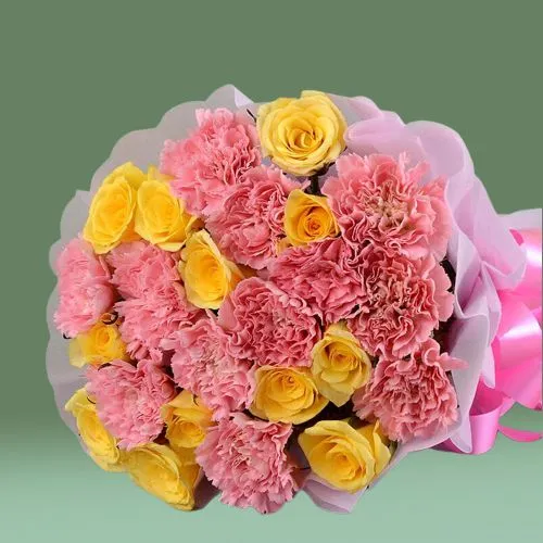 Serene Roses N Carnations Bouquet	