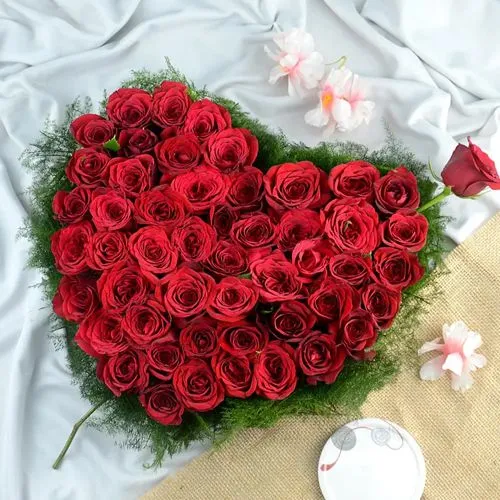 Glorious Red Roses Heart Shape Arrangement