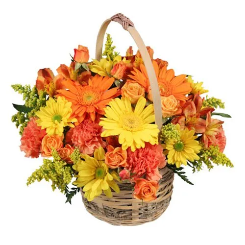 Basket of Sizzling Mixed Flowers