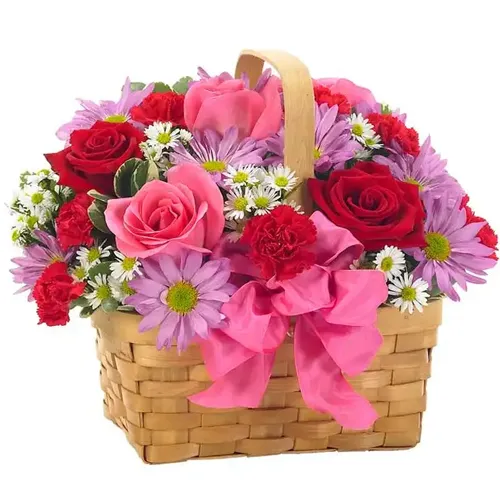 Classic Beauty Basket of Blushing Flowers