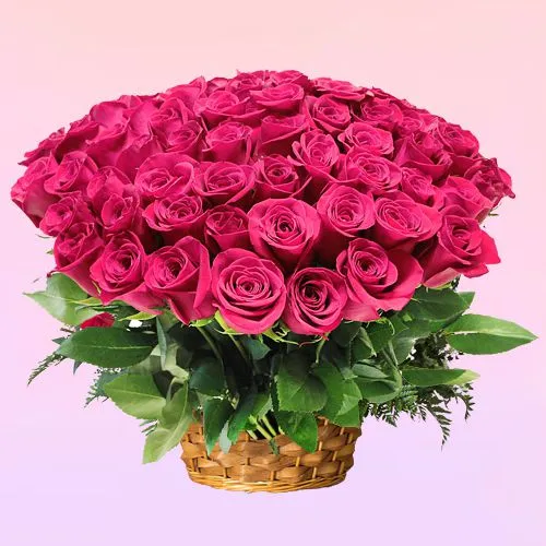 Impressive Basket of Pink Innocence Roses