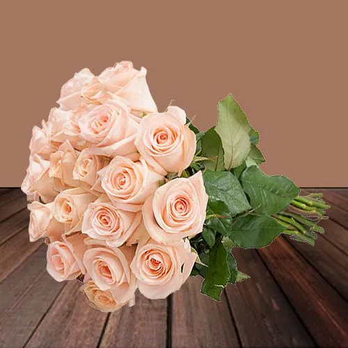 Traditional Bouquet of Full of Cheer Peach Roses