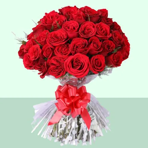 Unique Bouquet of Carnival Red Roses