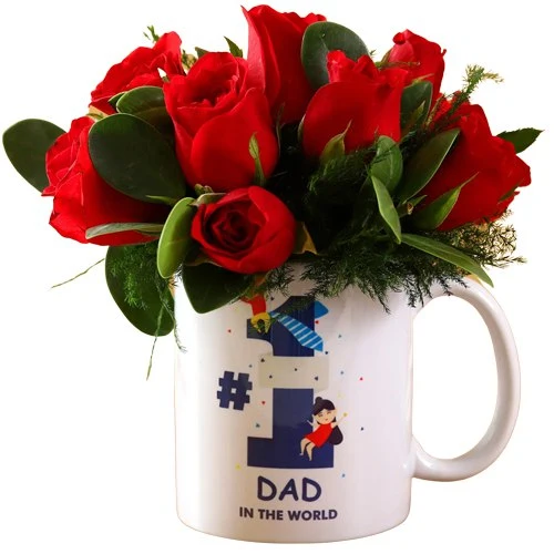 Gorgeous Roses in No. 1 Dad Printed Mug