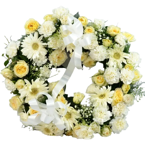 Fresh White N Yellow Flowers Wreath