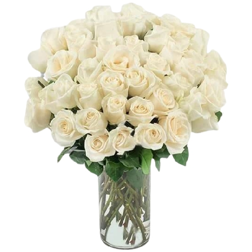 Pristine White Roses Vase Arrangement