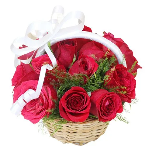 Retiring Bliss Red Roses Basket