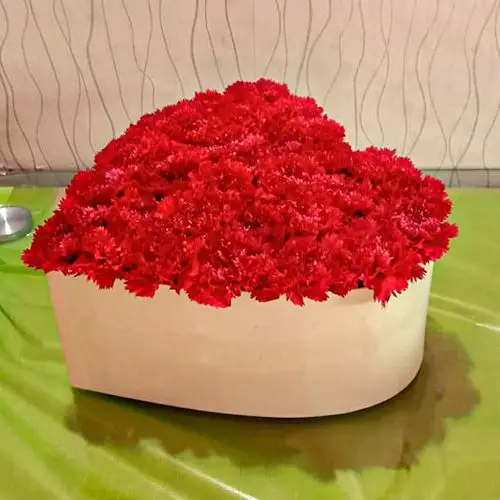 Marvellous 36 Carnations Heart Shaped Box