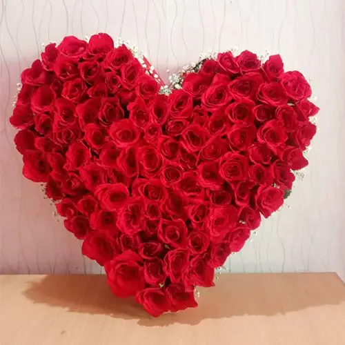 Captivating Red Roses Heart Shaped Arrangement