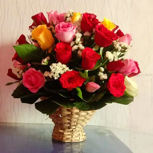 Impressive Basket of 25 Mixed Roses