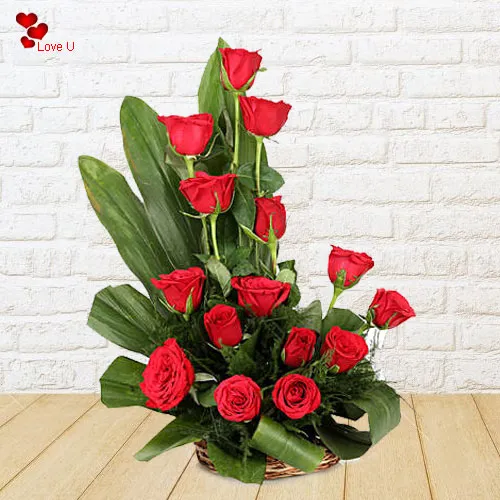 Send Dutch Roses Basket for V-day