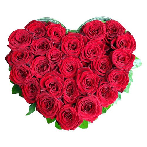 Order Online Heart Shape Red Roses Arrangement for Rose Day