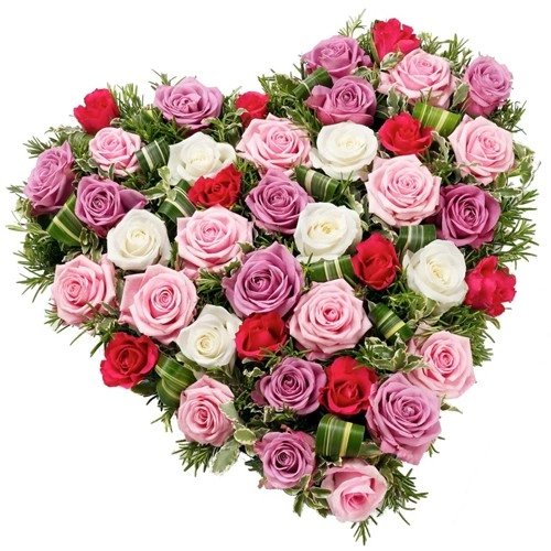 Send Online Mixed Roses in Heart Shape Arrangement