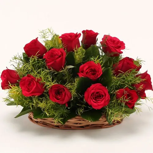 Shop Online Basket of Red Roses for Valentines Day