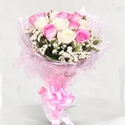 Effervescent Pink and White Roses Bunch