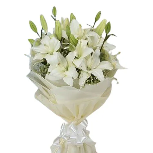 Sensational Pure Essence White Lilies Bunch