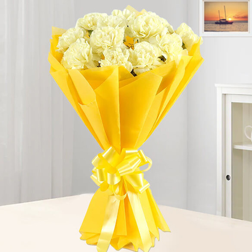 Beautiful Bunch of Carnations of Yellow Colour