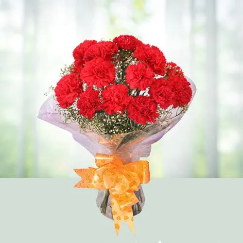 Designed Presentation of Red Carnations